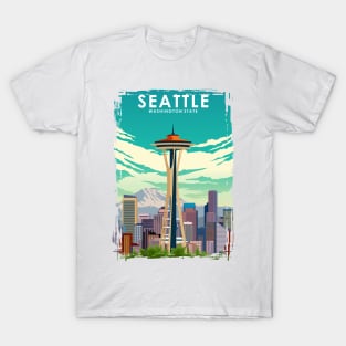 Seattle Washington State Travel Poster T-Shirt